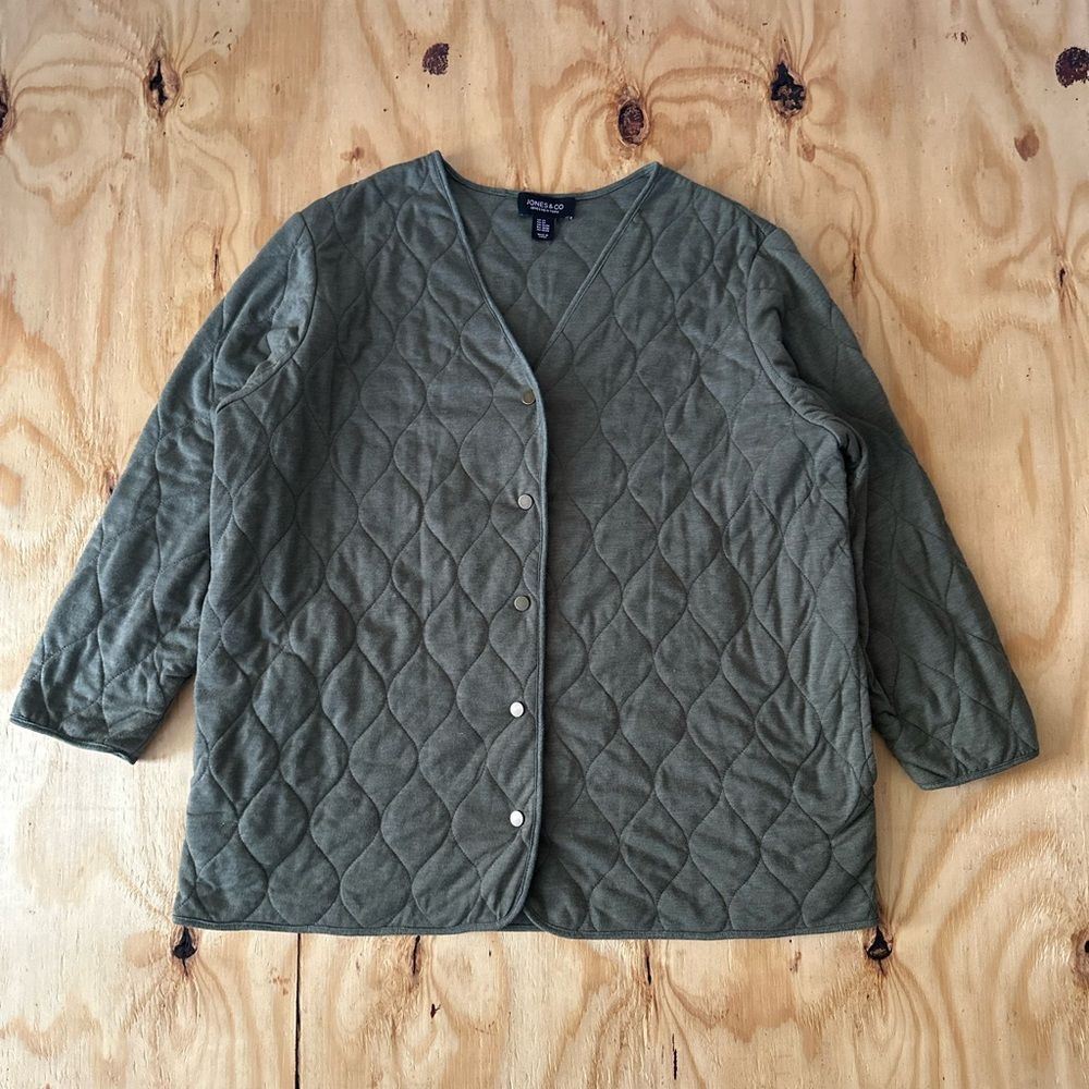 Jones New York Green Quilted Utility Jacket XXL